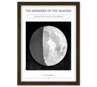 Wonders of the Heavens Duncan Bradford Telescopic View of Moon Past Quadrature Antique Telescopic Classic Illustration Artwork Framed Wall Art Print A Artery8 Brown One Size