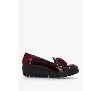 WONDERS Simone Burgundy Patent Moc Croc Low Wedge Moccasins Size: 35,