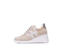 Wonders - Sneakers Dallas, Sneakers, Leather Trainers, with 7 cm wedge, 2 cm platform, elastic cord, for: Women, beige, 7 UK