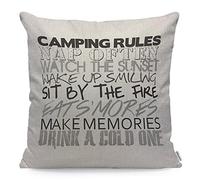 WONDERTIFY Camping Rules Cushion Cover Nap Often Drink A Cool One Pillowcases for Men Women, Pillow Cover Living Room Farmhouse 45X45 Cm