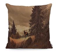 WONDERTIFY Deer Cushion Cover Elk Rocky Mountains Rocks Tree Wildlife Throw Pillow Covers Cushion Case For Couch Home Decor Brown 45X45 Cm