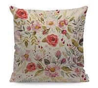 WONDERTIFY Flower Cushion Cover Luxurious Peony Flower Throw Pillow Covers Cushion Case For Couch Home Decor Yellow Red 45X45 Cm