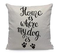 WONDERTIFY Home Is Where My Dog Is Cushion Cover Pet Quote Footprint Throw Pillow Covers Cushion Case For Couch Home Decor Black White 45X45 Cm