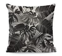 WONDERTIFY Palm Leaves Cushion Cover Tropical Banana Leaf Decorative Throw Pillow Covers For Couch, Bed Sofa Pillows Case Black White 45X45 Cm