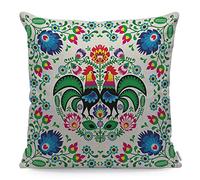 WONDERTIFY Poland Flowers Cushion Cover Polish Floral Folk Art Rooster Decorative Throw Pillow Covers For Couch, Bed Sofa Pillows Case 45X45 Cm