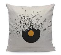 WONDERTIFY Record Muisicnotes Cushion Cover Notes Floating Decorative Throw Pillow Covers, Sofa Pillow Case Black White 45X45 Cm