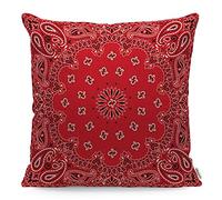 WONDERTIFY Western Paisley Cushion Cover Bandana Ornaments Decorative Throw Pillow Covers For Couch, Bed Sofa Pillows Case Red White 45X45 Cm
