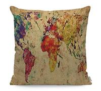 WONDERTIFY World Map Cushion Cover Vintage Throw Pillow Covers Cushion Case For Couch Home Decor Red Yellow 45X45 Cm