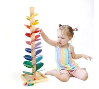 Wondertoys Wooden Music Tree Rainbow Singing Tree Toys Age 3+ with Marble Ball Run Track Game for Kids Girls and Boys