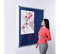 Wonderwall Budget Tamperproof Lockable Noticeboard, 120 x 90 cm, Blue Felt Pinboard, Aluminium Frame with 2 Matching Safety Locks & Keys - Ideal for School, Office, Community Hub