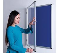 Wonderwall Classic Tamperproof Lockable Blue Noticeboard,90 x 60 cm, with 2 Safety Locks - Aluminium Frame, Indoor Use - Ideal for Office, School,