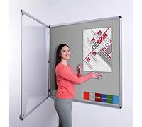 Wonderwall Classic Tamperproof Lockable Felt Grey Noticeboard, 120 x 120 cm, Indoor Pinboard with Double Locks and Keys - Ideal for Office, School & Healthcare Displays