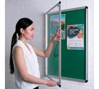 Wonderwall Classic Tamperproof Lockable Green Felt Noticeboard, 90 x 60 cm, Aluminium Frame with 2 Safety Locks - Wall Mounted- Ideal for Indoor Message Display, Office, School,
