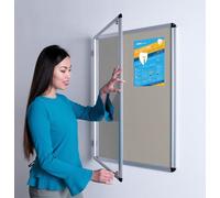 Wonderwall Classic Tamperproof Lockable Grey Noticeboard,90 x 60 cm, with 2 Safety Locks - Aluminium Frame, Indoor Use - Ideal for Office, School,
