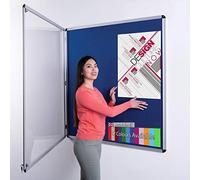 Wonderwall Classic Tamperproof Lockable Noticeboard, 120 x 90 cm, Blue Felt Pinboard, Aluminium Frame with 2 Matching Safety Locks & Keys - Ideal for School, Office, Community Hub