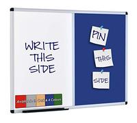 Wonderwall Combination Duo Noticeboard/Dry-Wipe Whiteboard - Blue - 3 Sizes to Choose from (90 x 60cm) - for Office, School, Home