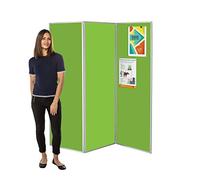 Wonderwall Concertina Freestanding 3 Panel Display Board, Apple Green Pinboard, 180 x 180 cm, Privacy Partition Display Screen, Grey PVC Frame - Ideal for Schools, Office, Library, Healthcare