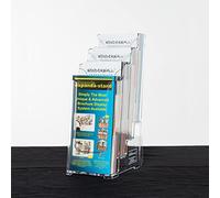 Wonderwall Desktop Multi-tier Leaflet Holder | 4 x 1/3 A4 Clear Pockets Brochure Dispenser Ideal for reception, Info Hubs