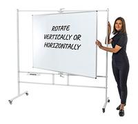 Wonderwall Double-Sided Magnetic Portable Tilt & Swing Revolving Mobile Whiteboard with Pen Tray ((H) 120 x (W) 150 cm) - Ideal for Schol, Office, Training