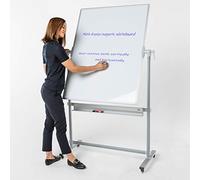 Wonderwall Double-Sided Magnetic Revolving Mobile Whiteboard, 1200 X 900 MM, White Steel Frame with Pen-Tray, Ideal for School, Office, Training