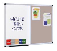Wonderwall Dual Combination Grey Felt Noticeboard & Magnetic Dry-Erase Whiteboard, 900 x 600 mm, Wall-Mounted, Aluminium Frame, Clip-on Pen Tray - for Office, School, Home Planning