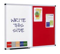 Wonderwall Dual Combination Red Felt Noticeboard, Magnetic Whiteboard, 180 x 120 cm, Wall-Mounted, Aluminium Frame, Clip-on Pen Tray - for Office, School, Healthcare Planning