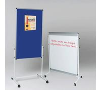Wonderwall Dual Height Adjustable Mobile Noticeboard, Grey Felt Pinboard with Dry-Wipe Magnetic Whiteboard, Flipchart Easel - 120 x 70cm - for Office, School, Display, Presentation