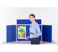 Wonderwall Exhibition 3 Panel Display Kit| Double-Sided Royal Blue/Light Grey| Landscape| Includes Bag, Header, Adhesive Dots |Ideal for Hubs,Schools, Office, Fairs