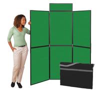 Wonderwall Exhibition 6 Panel Display Kit, Green Pinboard, Lightweight Black PVC Frame, Bag & Header - for Schools, Exhibitions, Offices, Healthcare