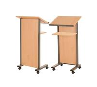 Wonderwall Floor Standing Lectern, Beech Finish, Mobile Pedestal Stand with Locking Castor Wheels - Ideal for Office, School Presentation, Hospitality, Venues