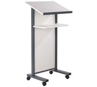 Wonderwall Floor Standing Lectern| Mobile with 2 braked castors| for podiums, conventions & Events- 7 Colours to Choose from, incl. (White)