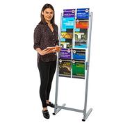 Wonderwall Foyer A4 Leaflet Holder, 12 Clear Pockets, Freestanding | Features the innovative Expandable design to easily link multiple units together on an angeled, sturdy metal base