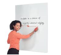 Wonderwall Frameless Double-Sided Whiteboard 120 x 90cm | Non-Magnetic Dry-Wipe Surface with Contoured Coloured Edging - 6 Colours Available incl. (White Trim) - for Schools, Offices & Industry