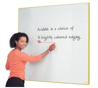 Wonderwall Frameless Double-Sided Whiteboard |Dry Wipe Surface 120 x 120cm with Contoured Coloured Edging| 6 Colours Available Including (Yellow Trim) - for Schools, Offices & Industry
