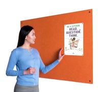 Wonderwall Frameless Fire-Retardant Noticeboard, 120 x 90 cm, Orange Pinboard, Wall-Mounted - 8 Colours to Choose from, Ideal for Office, School, Housing Associations, Busy & Sensitive Locations