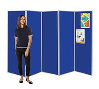 Wonderwall Freestanding Blue Felt Privacy Screen | Concertina style Folding 5 Panel Display | Room Divider Screen | 13 colours - Ideal for Healthcare, Schools, Exhibitions, Libraries