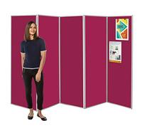 Wonderwall Freestanding Folding Display 5 Panel Privacy Screen | Concertina style Divider Screen | Raspberry & 12 Ideal for Healthcare, Schools, Exhibitions, Libraries