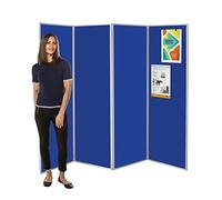 Wonderwall Freestanding Privacy Screen | Concertina Folding 4 Panel Display | Partition Divider Screen | 13 colours (Blue) - Ideal for Healthcare, Schools, Exhibitions, Libraries