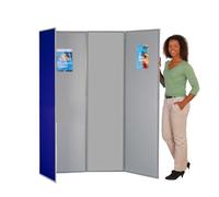 Wonderwall Freestanding Privacy Screen | Concertina Folding 4 Panel Display | Partition Divider Screen | 13 colours (Royal Blue/Light Grey) - Ideal for Healthcare, Schools, Exhibitions, Libraries