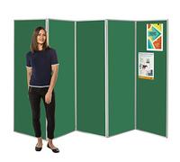 Wonderwall Freestanding Privacy Screen | Concertina style Folding 5 Panel Display Divider Screen | 13 colours (Green) - Ideal for Healthcare, Schools, Exhibitions, Libraries