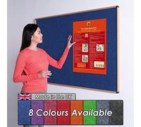 Wonderwall Fully Fire-Resistant Notice Board Pinboard - Light Oak Effect Aluminium Frame - 90 x 60cm, 8 Colours to Choose from, in lue) - Ideal for School, Office, Information Display