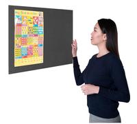 Wonderwall Fully Fire-Retardant Frameless Notice Board - 90 x 60cm with Fixings, Accepts pins & Staples,11 Colours to Choose from (Charcoal) Ideal for Office,School Care Homes, housing associations