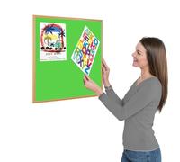 Wonderwall Green Loop Nylon Noticeboard 60 x60 cm Light Oak Effect Frame