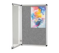 Wonderwall Grey Tamperproof Lockable Noticeboard 60 x 45cm Fire-Retardant | Indoor, aluminum frame display board features shatterproof Perspex glazing bars & keys. EN13501-1 fire tested Class B