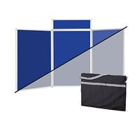 Wonderwall Jumbo Tri-fold Tabletop Display Board Portrait Blue/Grey | large 100 x 70 cm exhibition panels, portable, sturdy aluminium frame & interlocking gear hinges, ready to use