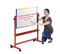 Wonderwall Junior Double-Sided Magnetic Mobile/Easel Whiteboard (H) 600 x (W) 900mm with Pen Tray - Ideal Writing aid for School, Early Years, Angles for Group Learning