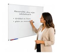 Wonderwall l Non-Magnetic Whiteboard, 90 x 60cm, Double-Sided | Dry-wipe, Laminate Surface with Feint Grid on Reverse, Aluminium Frame, Clip-on Pen Tray - Ideal for Office, School