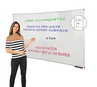 Wonderwall Large Double-Sided Drywipe Non - Magnetic Whiteboard with Clip-on Pen Tray & Grid to Support Writing in line - 120 x 240 cm - for School, Office, Industry