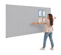 Wonderwall Large Frameless Fire-Retardant Noticeboard 120 x 180cm, Grey | Wall-mounted, 9mm Pinboard Core made from recycled material, through board fixings, for corridors & public spaces