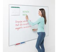 Wonderwall Large Magnetic Whiteboard, 1200 x 1500 mm, Smooth Dry-Wipe Writing Surface, Wall-Mounted Aluminium Frame, Clip-on Pen Tray- Ideal for Office Training, School, Presentation